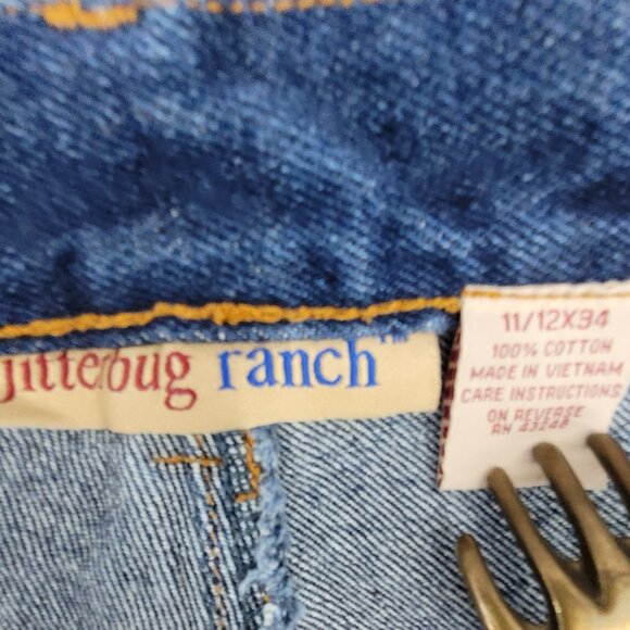 Vintage Western Bareback Jeans V-Yoke Slash Pockets Blue Jitterbug Ranch 29x32.5 - Picture 6 of 16